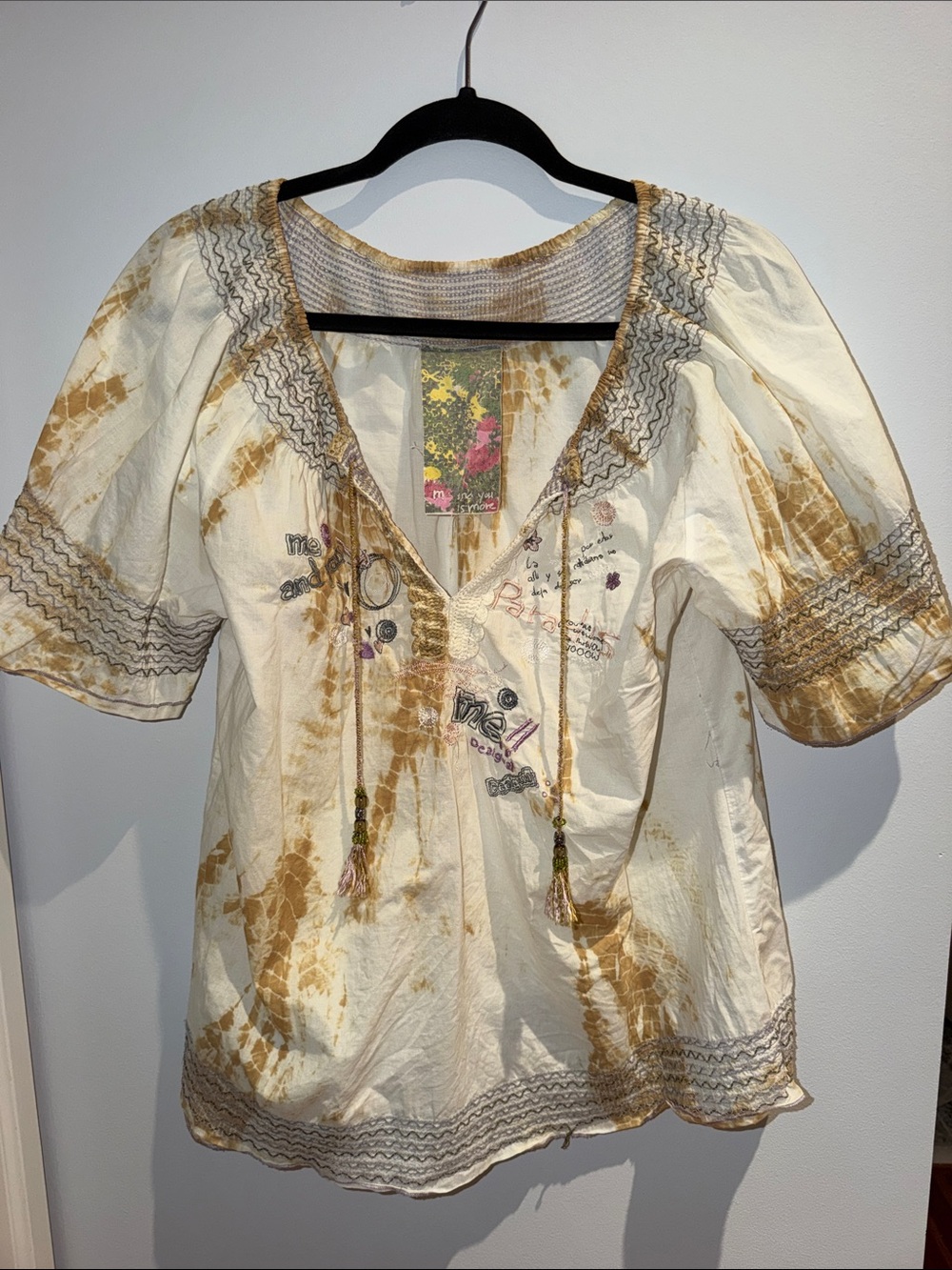 100% cotton Desigual embroidered blouse